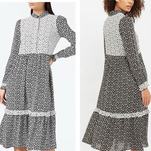 Louche for Anthropologie black and white midi dress— Size 12